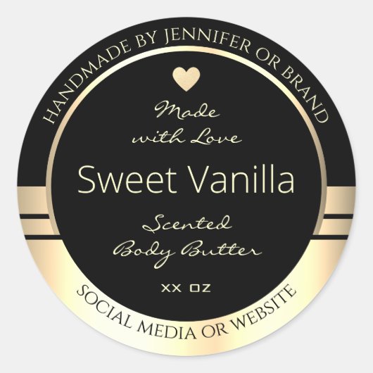 Packaging de produits de luxe Étiquette Noir et Or (Devant)