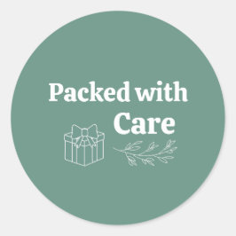 Packed with Care Soft Sage Green Minimalist Pack Ronde Sticker