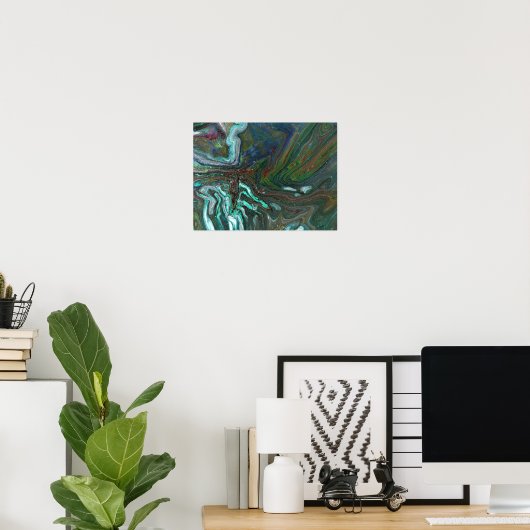 Packin Up 3 Deep Green Marmered Abstract Poster (Thuiskantoor)