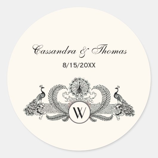  packs Monogram Ivory BG Ronde Sticker (Voorkant)