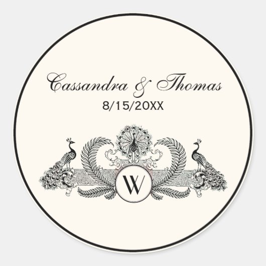  packs Monogram Ivory BG Ronde Sticker (Voorkant)