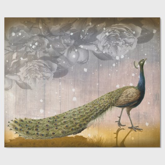  pacock en ontkoppeling van Rozen Cadeaupapier (Vlak)