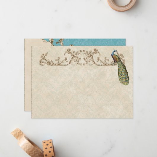  pacock & etchings Dank u Kaarten nota neemt van Notitiekaartje (Voorkant / Achterkant in situ)