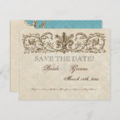  pacock & Etchings, sparen de Kaart van de Datum (Voorkant / Achterkant)