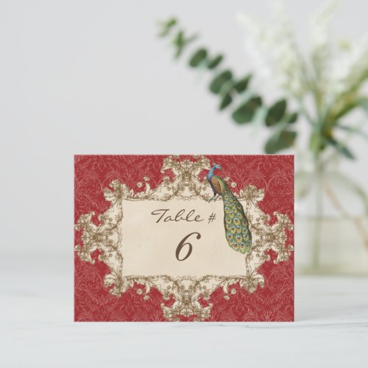  pacock & etchings, tabelnummerkaart briefkaart (Staand voorkant)