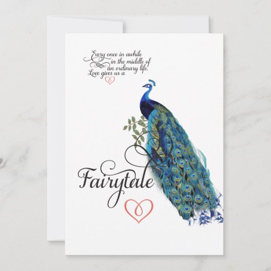 pacock Harten Blauwgroen en koraal Kaart (Achterkant)