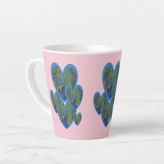Pacock Hearts Pattern Cust. BC roze latte Mok (Linkerhoek)
