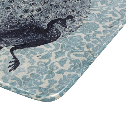  pacock in Blue Square Cutting Board Snijplank (Hoek)