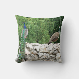 Pacock in tuin Fotografie Throw Cushion Kussen