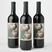 pacock over Victoriaans vogelkooi Wijn Etiket (Flessen)