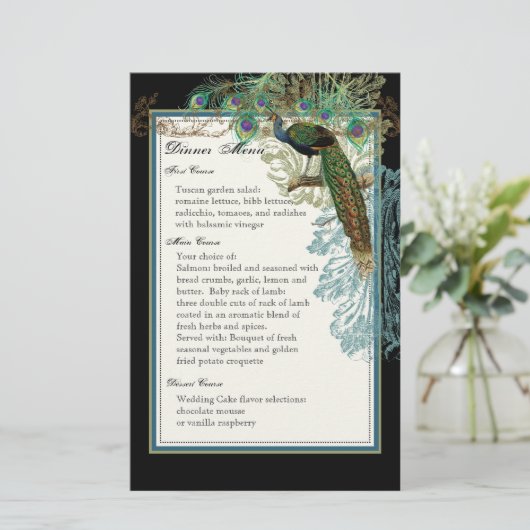 pacock, veren, menublad (Staand voorkant)