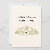  pacocks Monogram Faux Gold Ivory BG Kaart (Voorkant)