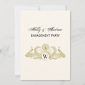  pacocks Monogram Faux Gold Ivory BG Kaart (Voorkant)