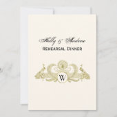  pacocks Monogram Faux Gold Ivory BG Kaart (Voorkant)