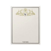  pacocks Monogram Faux Gold Ivory BG Notitieblok (Gedraaid)