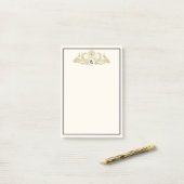  pacocks Monogram Faux Gold Ivory BG Post-it® Notes (Op bureau)