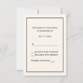 pacocks Monogram Faux Gold Ivory BG RSVP Kaartje (Achterkant)