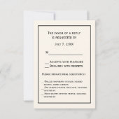 pacocks Monogram Faux Gold Ivory BG RSVP Kaartje (Achterkant)