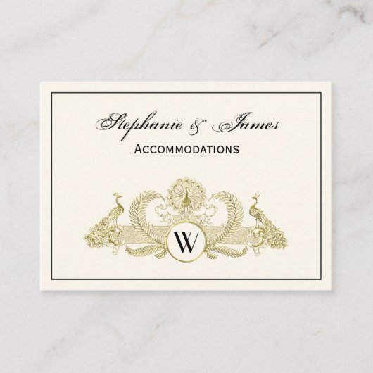  pacocks Monogram Ivory BG Faux Gold Visitekaartje (Voorkant)
