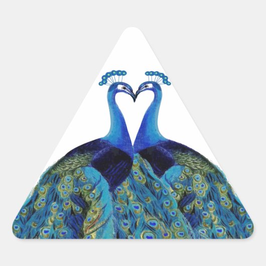 pacocks zogende Huwelijkscadeaus Driehoek Sticker (Voorkant)