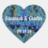  pacocks zogende Huwelijkscadeaus Hart Sticker (Voorkant)