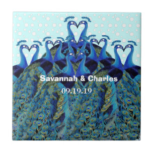  pacocks zogende Huwelijkscadeaus Tegeltje