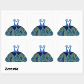  pacocks zogende Huwelijkscadeaus Vierkante Sticker (Vel)