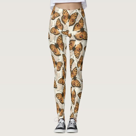 Pacocus-patroon met pansy vlinder leggings (Voorkant)