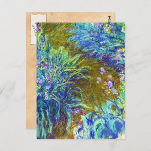Pad door de Irises Claude Monet Briefkaart (Voorkant / Achterkant)