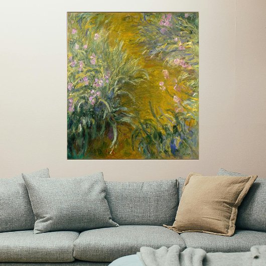 Pad door de irissen, Monet Poster