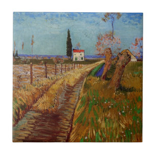 Pad door een veld, wilgen van Vincent van Gogh Tegeltje