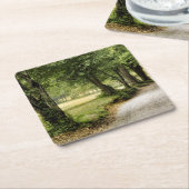 Pad in het land vierkante kartonnen onderzetter (Schuin)