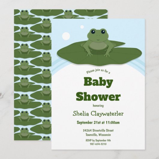 Pad Lily| Invitation Baby shower (Devant / Derrière)