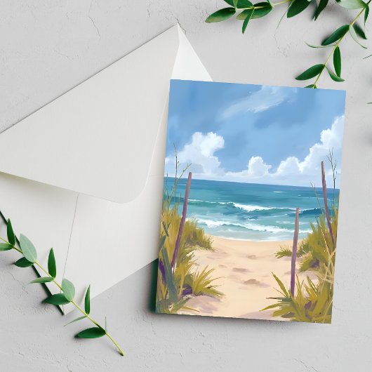 Pad naar het Strand | Waterverfkaart van de Kust