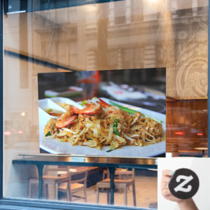 Pad Thai Hongerige Noedels Garnaal Thais Restaura Raamsticker