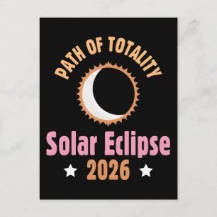 Pad van de totale zonsverduistering 2026 briefkaart