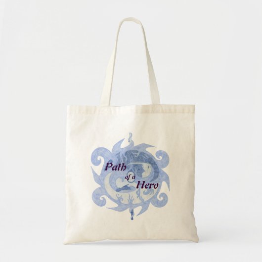 "Pad van een Hero" Embleem (met titel) Tote Bag (Voorkant)