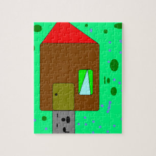 Pad van huis, digitaal schilderen, kunst voor kind legpuzzel