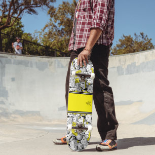Paddenkamerkatten Geel Monogram Skateboard