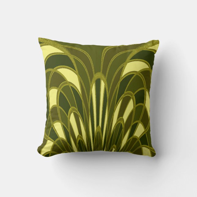 Paddenstoel Abstract - Art Deco - Olive Kussen (Voorkant)