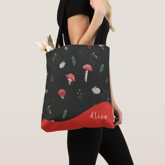 Paddenstoel, al dan niet gepersonaliseerd, canvas  draagtas (Dichtbij)