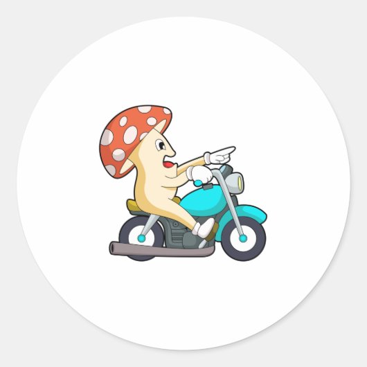 Paddenstoel als motorfiets ronde sticker (Voorkant)