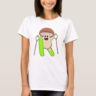 Paddenstoel als Skier met Ski T-shirt