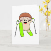 Paddenstoel als Skiloper met Ski Kaart (Gele Bloem)