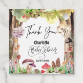 Paddenstoel baby shower bosgebied bedankjes labels (Achterkant)