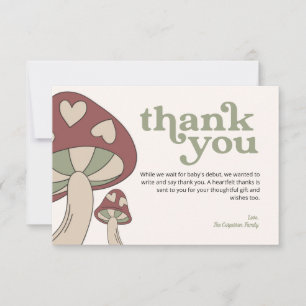 Paddenstoel Baby shower Dank u wel   Sage Green Bedankkaart