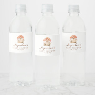 Paddenstoel Baby Shower Eten en Drinken Label Set Waterfles Etiket