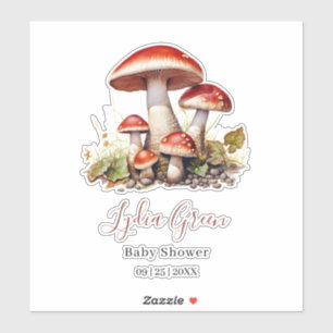 Paddenstoel Baby Shower, Geslachtsneutrale Baby Sh Sticker