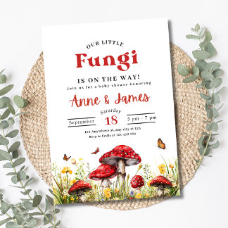 Paddenstoel Baby Shower Uitnodiging, Bos Kleine Sc Kaart