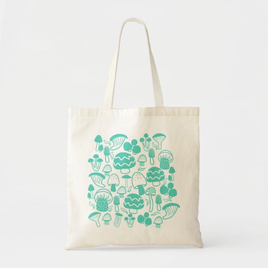 Paddenstoel Blauwgroen Tote Bag (Voorkant)